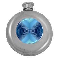 Converging Lines Blue Shades Glow Round Hip Flask (5 Oz) by Nexatart