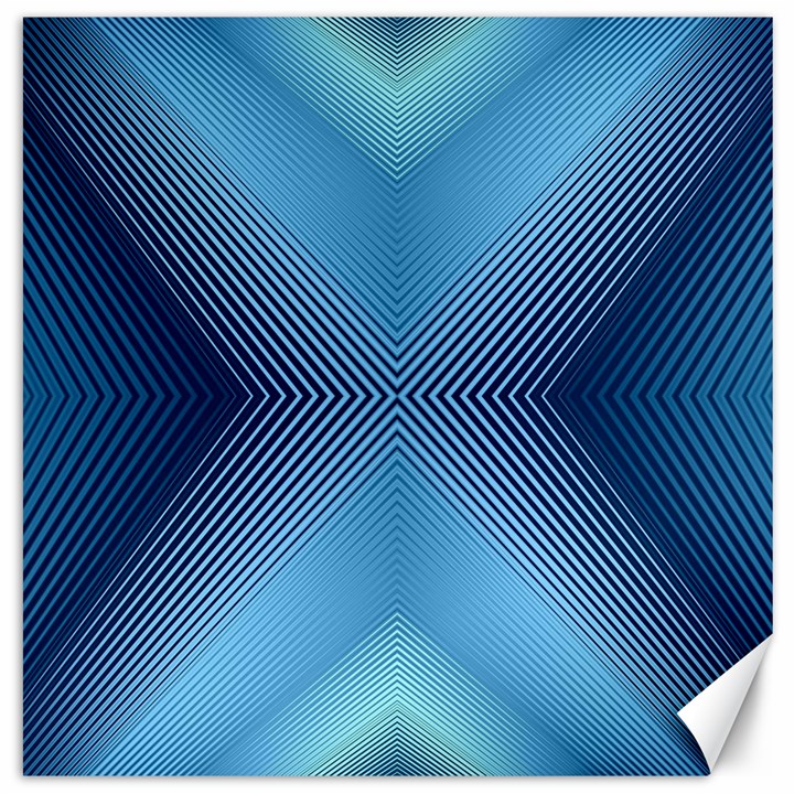 Converging Lines Blue Shades Glow Canvas 12  x 12  