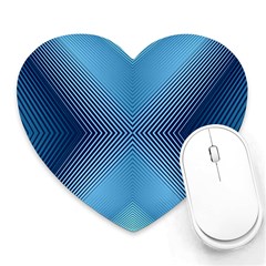 Converging Lines Blue Shades Glow Heart Mousepads