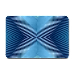 Converging Lines Blue Shades Glow Small Doormat  by Nexatart