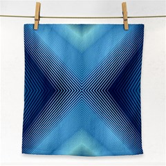 Converging Lines Blue Shades Glow Face Towel by Nexatart