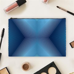 Converging Lines Blue Shades Glow Cosmetic Bag (large)  by Nexatart