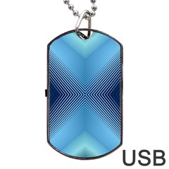 Converging Lines Blue Shades Glow Dog Tag Usb Flash (two Sides) by Nexatart