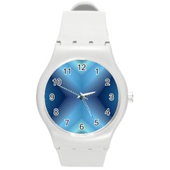 Converging Lines Blue Shades Glow Round Plastic Sport Watch (m) by Nexatart