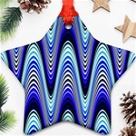 Waves Wavy Blue Pale Cobalt Navy Ornament (Star) Front