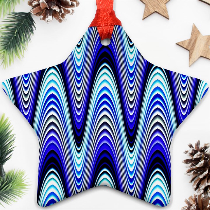 Waves Wavy Blue Pale Cobalt Navy Ornament (Star)