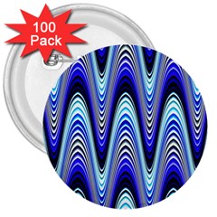 Waves Wavy Blue Pale Cobalt Navy 3  Buttons (100 Pack)  by Nexatart