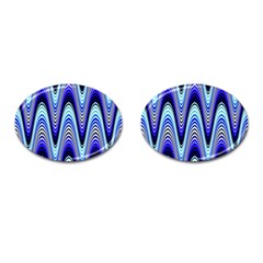 Waves Wavy Blue Pale Cobalt Navy Cufflinks (oval) by Nexatart