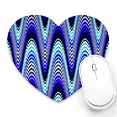 Waves Wavy Blue Pale Cobalt Navy Heart Mousepads by Nexatart