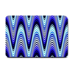 Waves Wavy Blue Pale Cobalt Navy Small Doormat  by Nexatart