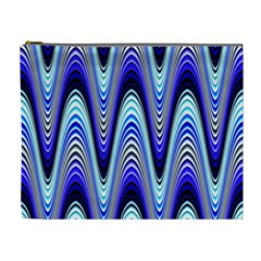 Waves Wavy Blue Pale Cobalt Navy Cosmetic Bag (xl)