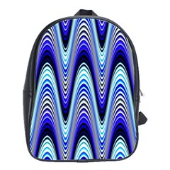 Waves Wavy Blue Pale Cobalt Navy School Bag (large) by Nexatart