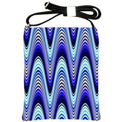 Waves Wavy Blue Pale Cobalt Navy Shoulder Sling Bags by Nexatart