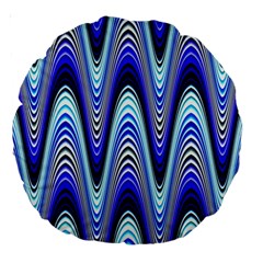 Waves Wavy Blue Pale Cobalt Navy Large 18  Premium Round Cushions by Nexatart