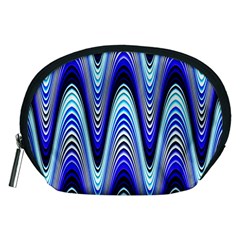 Waves Wavy Blue Pale Cobalt Navy Accessory Pouches (medium)  by Nexatart