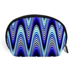 Waves Wavy Blue Pale Cobalt Navy Accessory Pouches (large)  by Nexatart