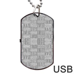 Texture Wood Grain Grey Gray Dog Tag Usb Flash (two Sides) by Nexatart