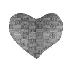 Texture Wood Grain Grey Gray Standard 16  Premium Heart Shape Cushions by Nexatart