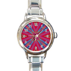 Burst Radiate Glow Vivid Colorful Round Italian Charm Watch by Nexatart