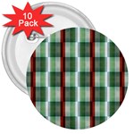 Fabric Textile Texture Green White 3  Buttons (10 pack)  Front