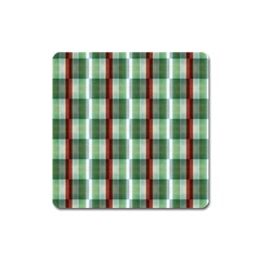 Fabric Textile Texture Green White Square Magnet by Nexatart