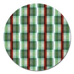 Fabric Textile Texture Green White Magnet 5  (round) by Nexatart