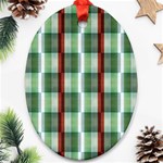 Fabric Textile Texture Green White Oval Ornament (Two Sides) Front