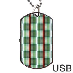 Fabric Textile Texture Green White Dog Tag Usb Flash (one Side)