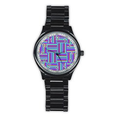 Geometric Textile Texture Surface Stainless Steel Round Watch