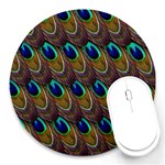 Peacock Feathers Bird Plumage Round Mousepads Front