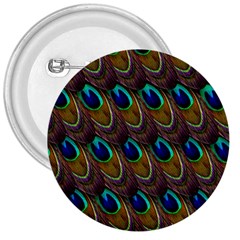 Peacock Feathers Bird Plumage 3  Buttons by Nexatart