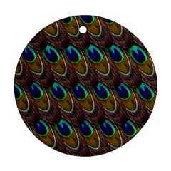 Peacock Feathers Bird Plumage Ornament (round) by Nexatart