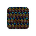 Peacock Feathers Bird Plumage Rubber Square Coaster (4 pack)  Front