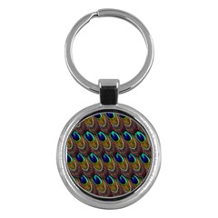 Peacock Feathers Bird Plumage Key Chains (round)  by Nexatart