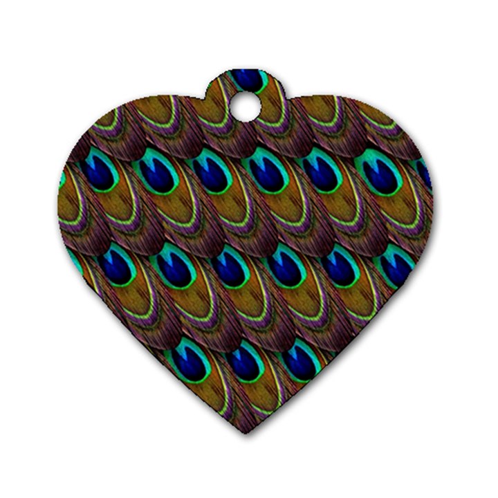 Peacock Feathers Bird Plumage Dog Tag Heart (One Side)