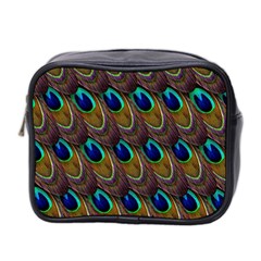 Peacock Feathers Bird Plumage Mini Toiletries Bag 2-side by Nexatart