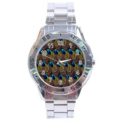 Peacock Feathers Bird Plumage Stainless Steel Analogue Watch by Nexatart