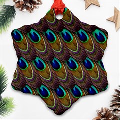 Peacock Feathers Bird Plumage Ornament (snowflake) by Nexatart