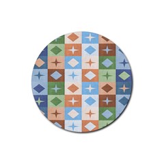 Fabric Textile Textures Cubes Rubber Round Coaster (4 Pack)  by Nexatart