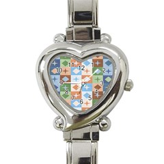 Fabric Textile Textures Cubes Heart Italian Charm Watch by Nexatart