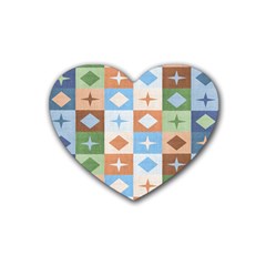 Fabric Textile Textures Cubes Heart Coaster (4 Pack)  by Nexatart