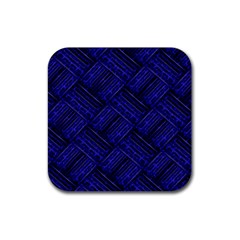 Cobalt Blue Weave Texture Rubber Coaster (square)  by Nexatart