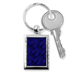 Cobalt Blue Weave Texture Key Chains (rectangle)  by Nexatart