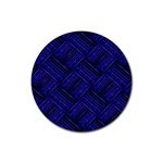 Cobalt Blue Weave Texture Rubber Round Coaster (4 pack)  Front