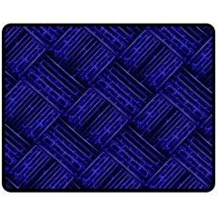 Cobalt Blue Weave Texture Fleece Blanket (medium)  by Nexatart