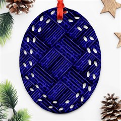 Cobalt Blue Weave Texture Ornament (oval Filigree) by Nexatart