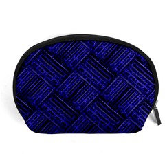 Cobalt Blue Weave Texture Accessory Pouches (large) 