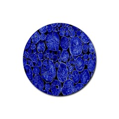 Neon Abstract Cobalt Blue Wood Rubber Coaster (round)  by Nexatart