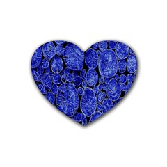 Neon Abstract Cobalt Blue Wood Rubber Coaster (heart)  by Nexatart