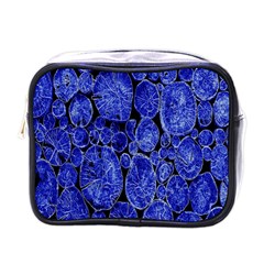 Neon Abstract Cobalt Blue Wood Mini Toiletries Bags by Nexatart